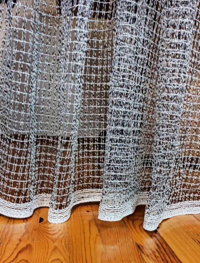 siyah beyaz gri file tül perde