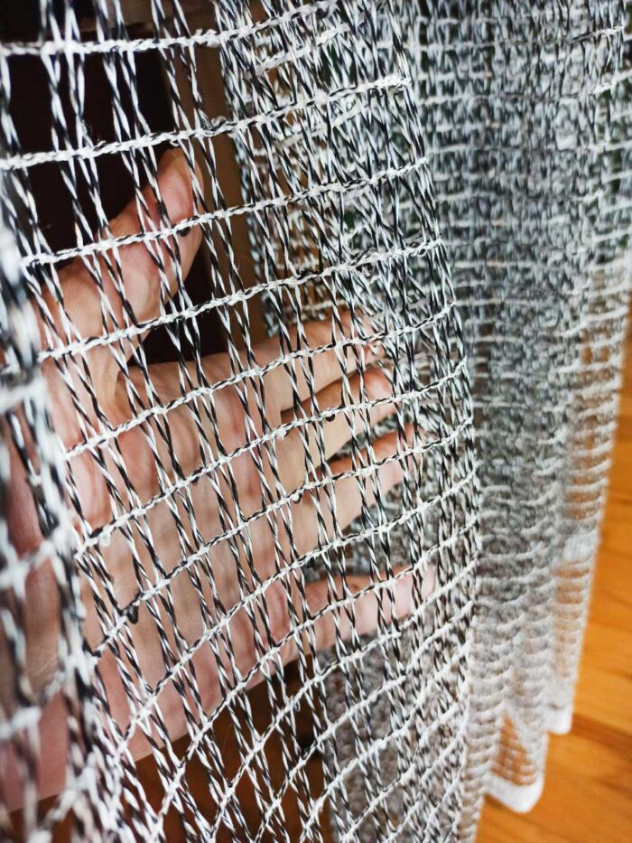 siyah beyaz gri file tül perde