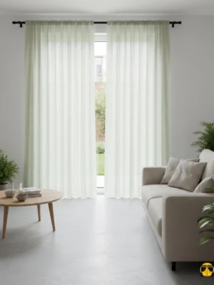 Su Yeşili Modern Şantuk Dökümlü Tül Perde