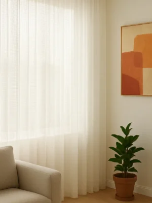 File Dökümlü Tül Perde - Sütlü Kahve