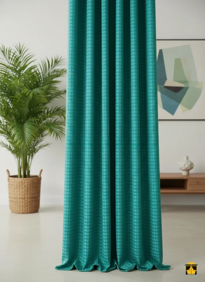 Turkuaz rengi salon perdesi