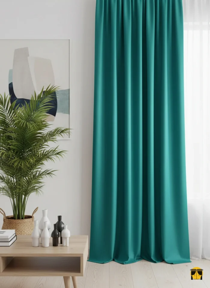 Turkuaz rengi ucuz fon perde