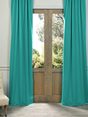 Saten Turkuz Mavi fon perde