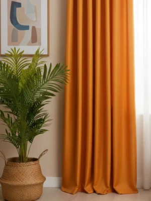 Turuncu rengi inci parlak fon perde