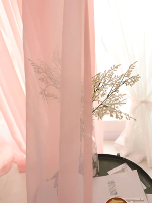 pembe düz tül perde