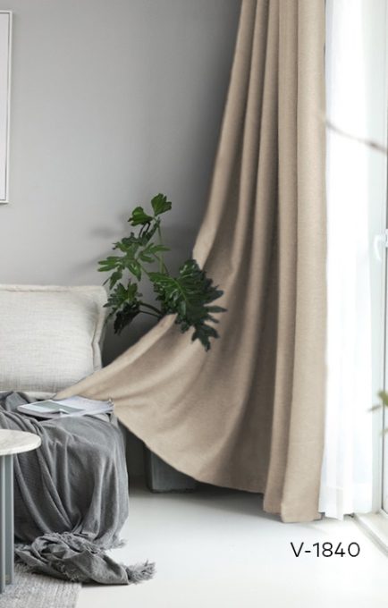 Koyu krem karartma fon perde modelleri