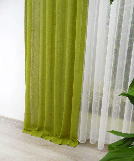 yeşil keten tül perde