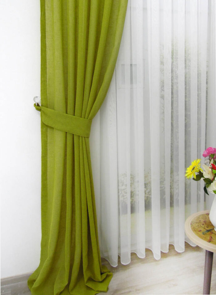 yeşil keten tül perde