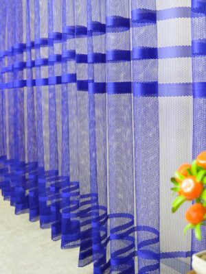 mavi file tül perde