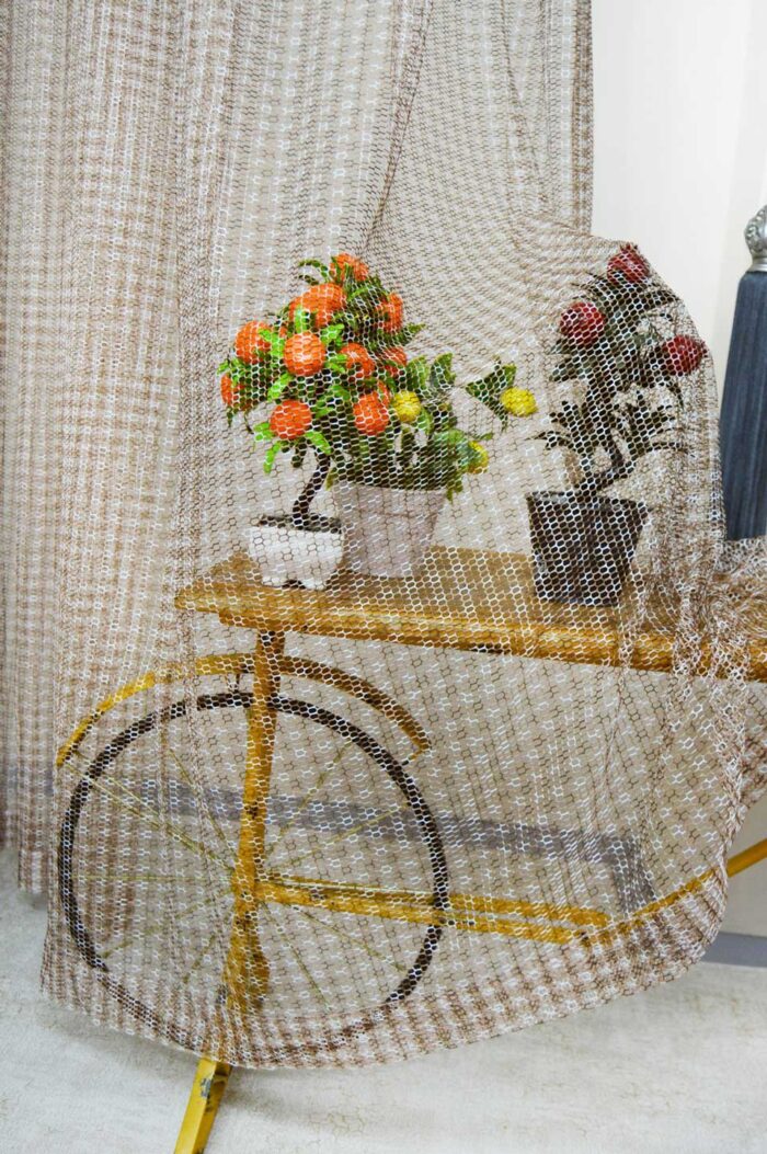 Kahve file tül perde