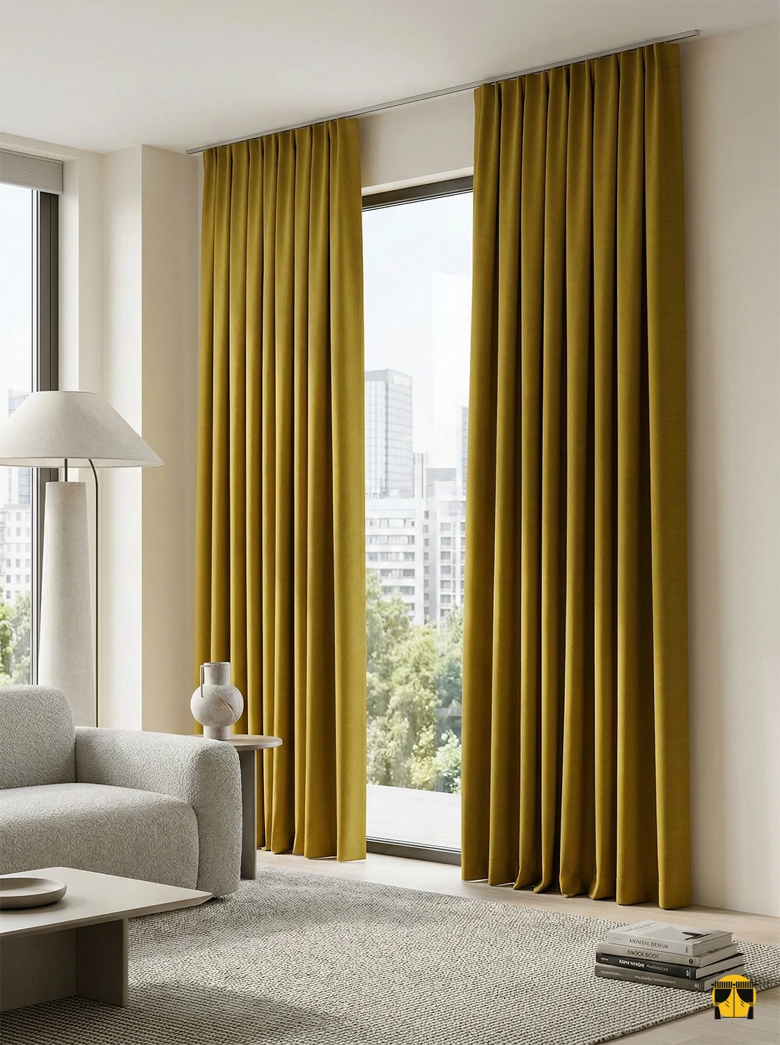 Hazır Daiamond Katyonik Fon Perde – Hardal Sarı – 70 En x Boy 195 cm – Normal Pile 2 Adet
