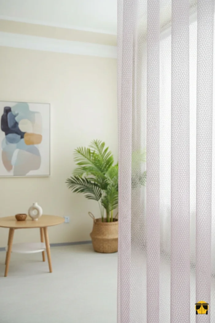 Degrade File Tül Perde - Pudra Pembe - Beyaz Pati Dostu