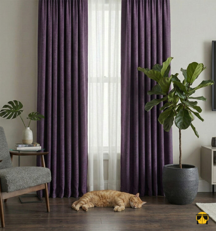 Mor renkli fon perde modelleri