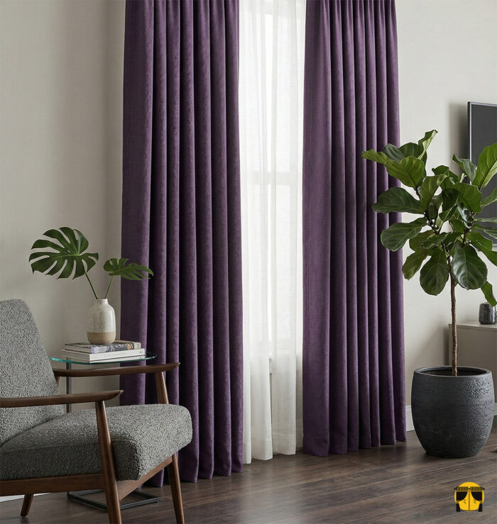 Diamond Katyonik Fon Perde - Koyu Mor