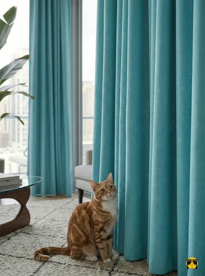 Işığın su yüzeyindeki dansını anımsatan, mint mavisinin ferahlığını Diamond mikro ışıltılarıyla buluşturan dökümlü katyonik fon perde kumaşı.