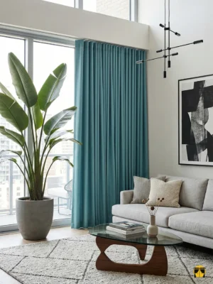 Diamond Katyonik Fon Perde - Mint Mavisi