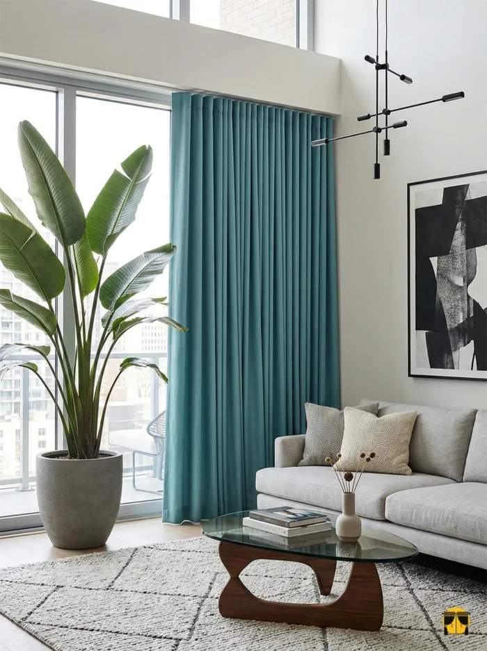 Diamond Katyonik Fon Perde - Mint Mavisi