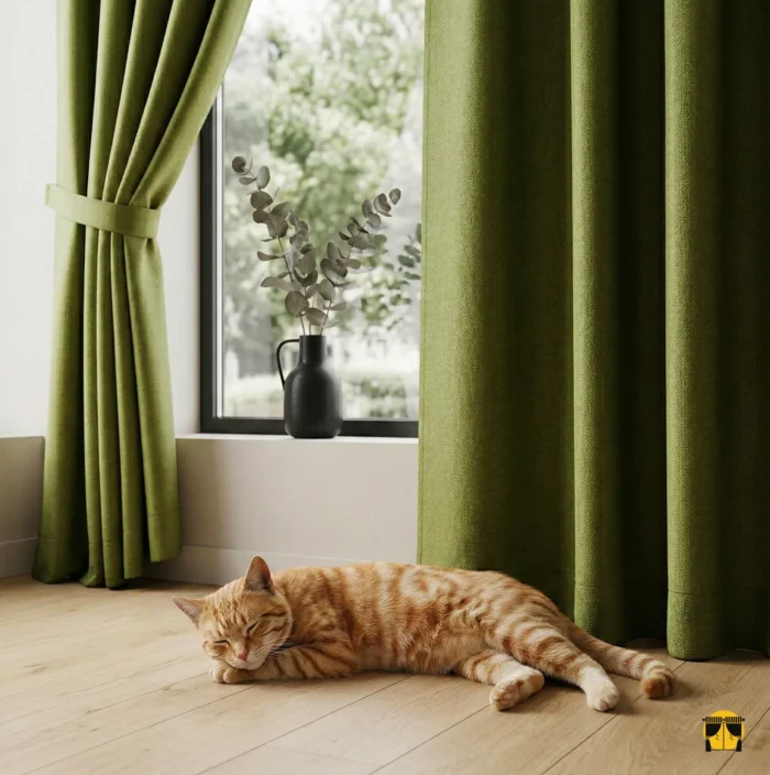 Yeşil renkli parlak fon perde modelleri