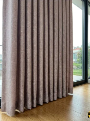 Gözenekli Hasır Keten Fon Perde - Sütlü Kahve