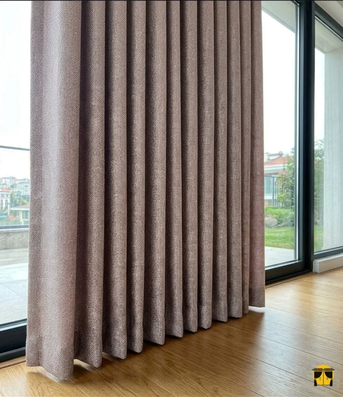 Gözenekli Hasır Keten Fon Perde - Sütlü Kahve