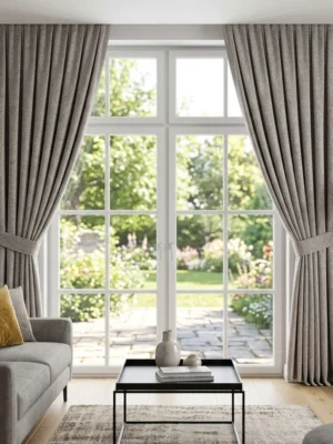 Hasır keten fon perde açık kahve