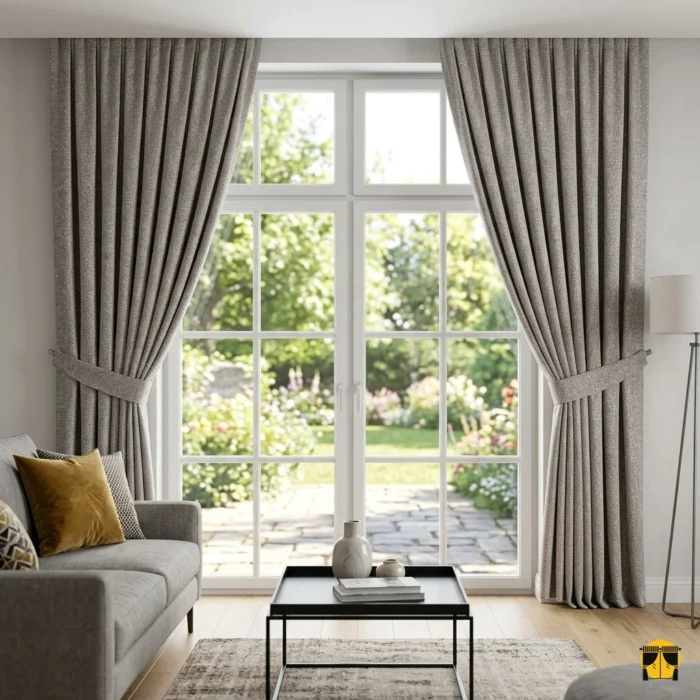 Hasır keten fon perde açık kahve