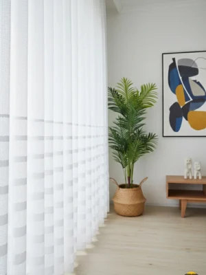 Evcil hayvan dostu beyaz file tül perde