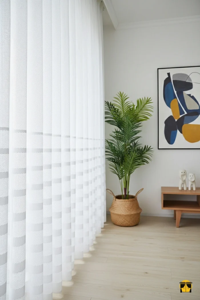 Evcil hayvan dostu beyaz file tül perde