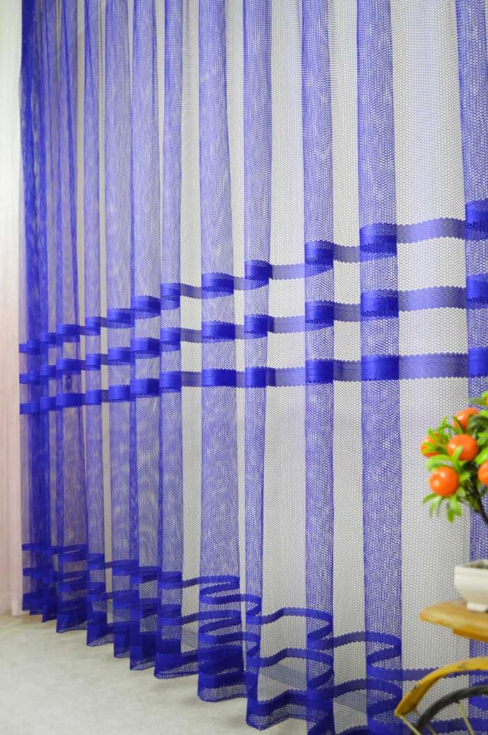 mavi file tül perde