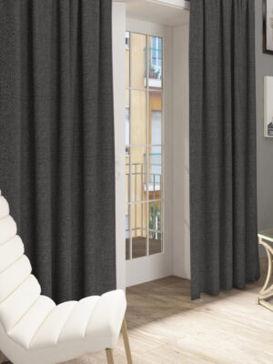 Gri renkli keten hasır fon perde