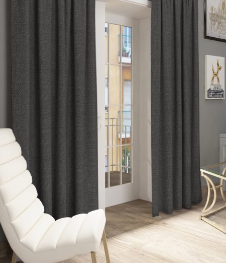 Gri renkli keten hasır fon perde