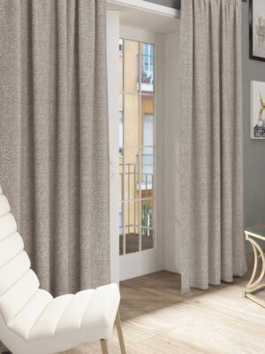 Krem renkli hasır keten fon perde