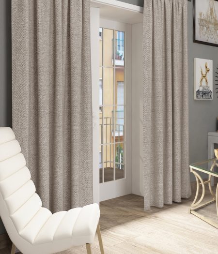 Krem renkli hasır keten fon perde