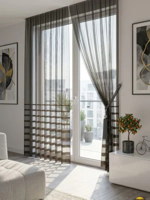 Salon için kahverengi tül modelleri