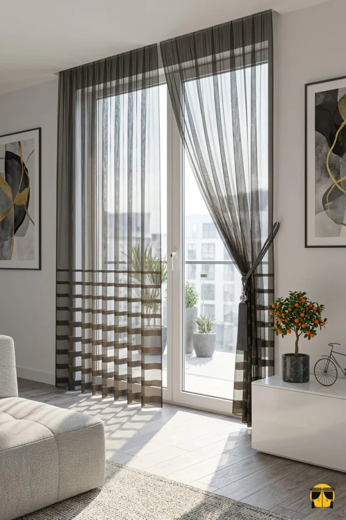 Salon için kahverengi tül modelleri