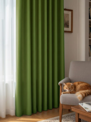 yeşil renkli fon perde