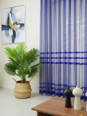 Mavi File tül perde evcil hayvan dostu