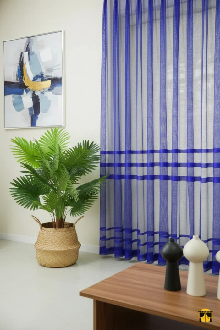 Mavi File tül perde evcil hayvan dostu