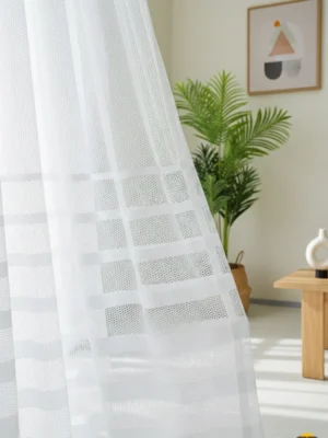 Loris Şerit Desenli Beyaz File Tül Perde  Pati Dostu