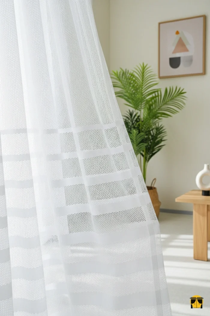 Loris Şerit Desenli Beyaz File Tül Perde  Pati Dostu