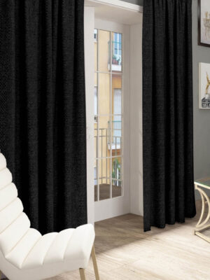 Siyah keten fon perde modelleri