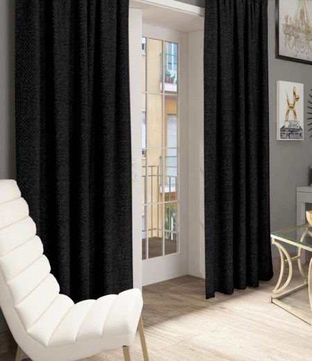 Siyah keten fon perde modelleri