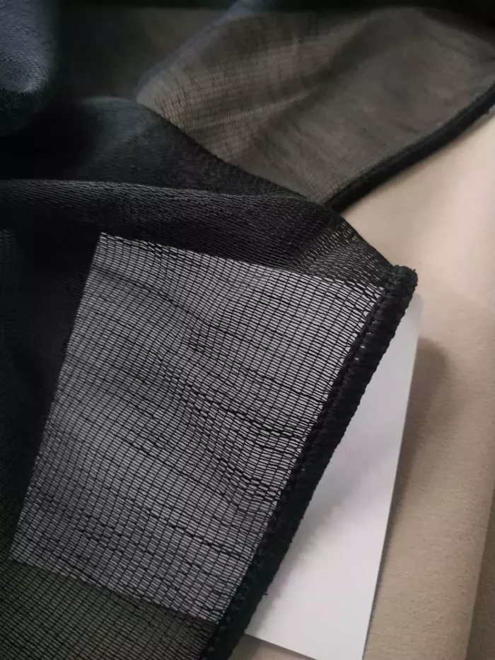 Siyah - Düz Dökümlü Keten Tül Perde