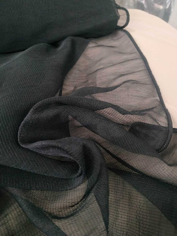 siyah keten tül perde