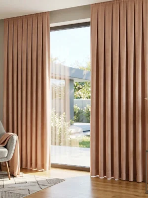 Somon rengi süet fon perde modelleri