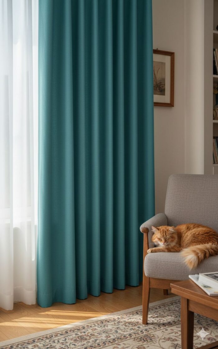 Diamond Katyonik Fon Perde - Mint Mavisi