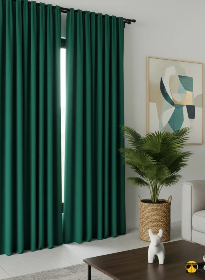 Salon için lüks fon perde rengi zümrüt