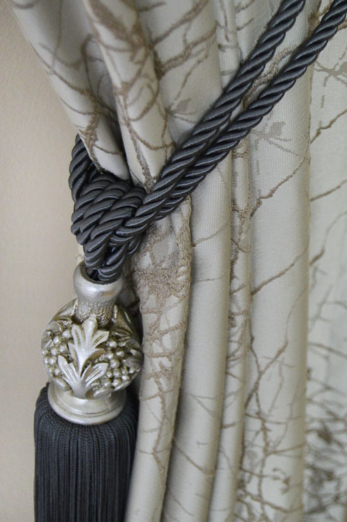 Granit Çizgili Fon Perde -80x260cm Krem Pileli