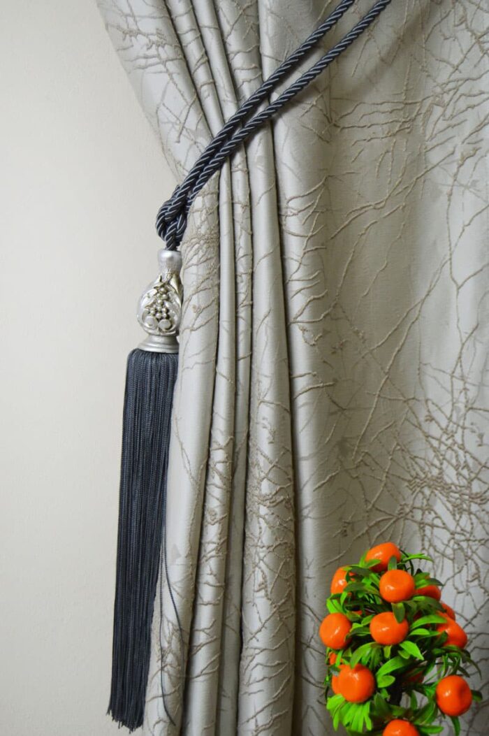 Granit Çizgili Fon Perde -80x260cm Krem Pileli