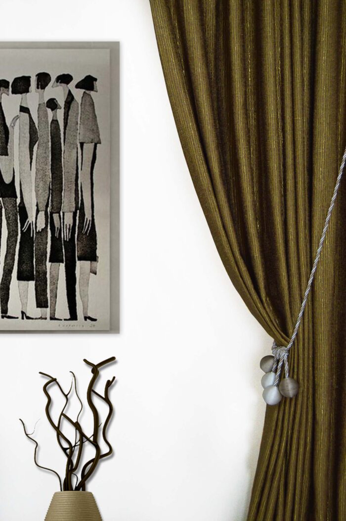 zeytin rengi fon perde modelleri